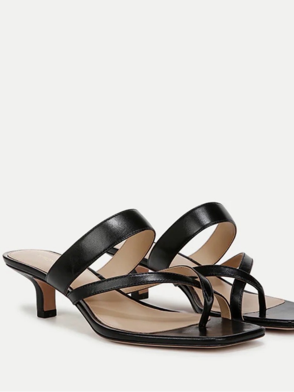 Veronica Beard Black Leather Strappy Kitten Heel Sandals